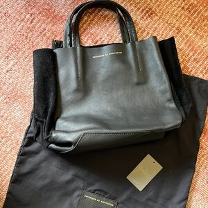Satchel black leather and suede